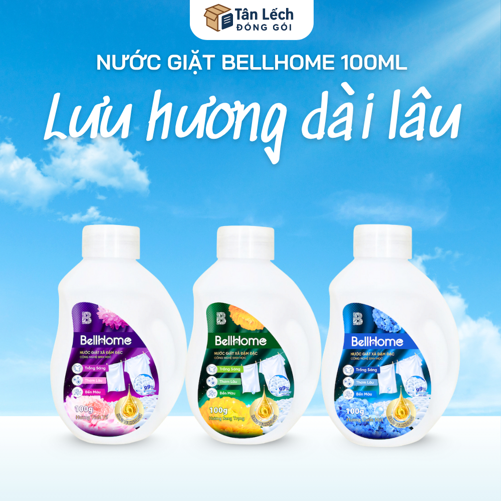 Nước giặt xả BellHome 100ml Mini Công nghệ sinh học Đức Sạch sâu Thơm lâu hữu cơ Tiện du lịch