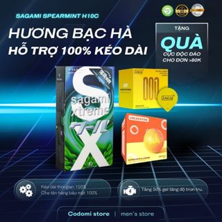   Quà tặng 1 chiếc bcs random  Bao cao su cho nam Sagami Spearmint kéo dài thời gian quan hệ - hương bạc hà - 10 bcs 