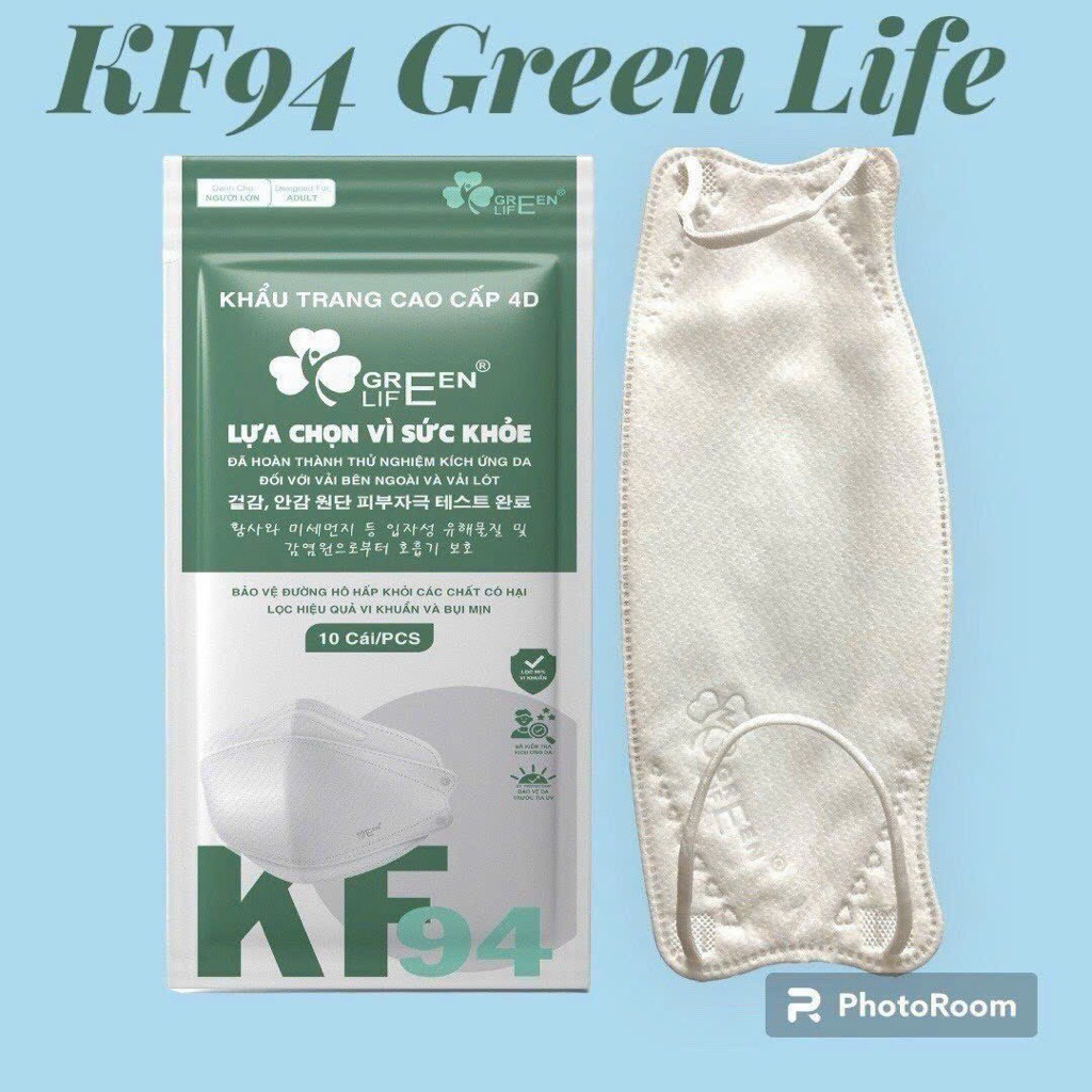 Khẩu trang cao cấp 4D KF94 GreenLife. Thùng 300 cái