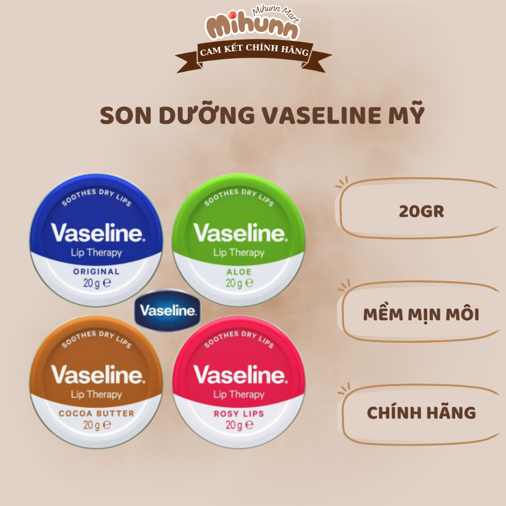Dưỡng môi Vaseline Hộp thiếc Lip Therapy 20g UK - MIHUN MART