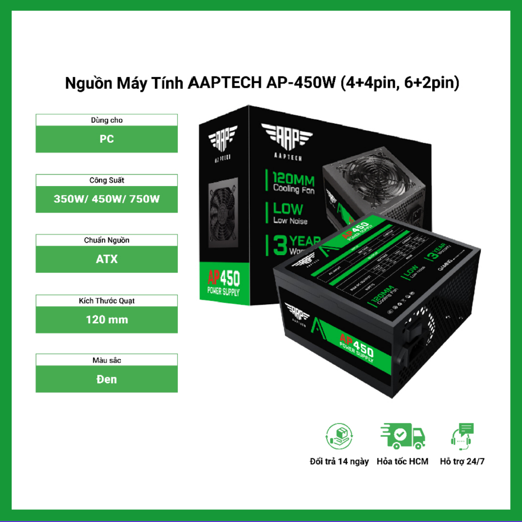 Nguồn Máy Tính CST AAP AP450 450W – PSU Cấp Nguồn Cho VGA Hỗ Trợ Sử Dụng Cho PC, Laptop
