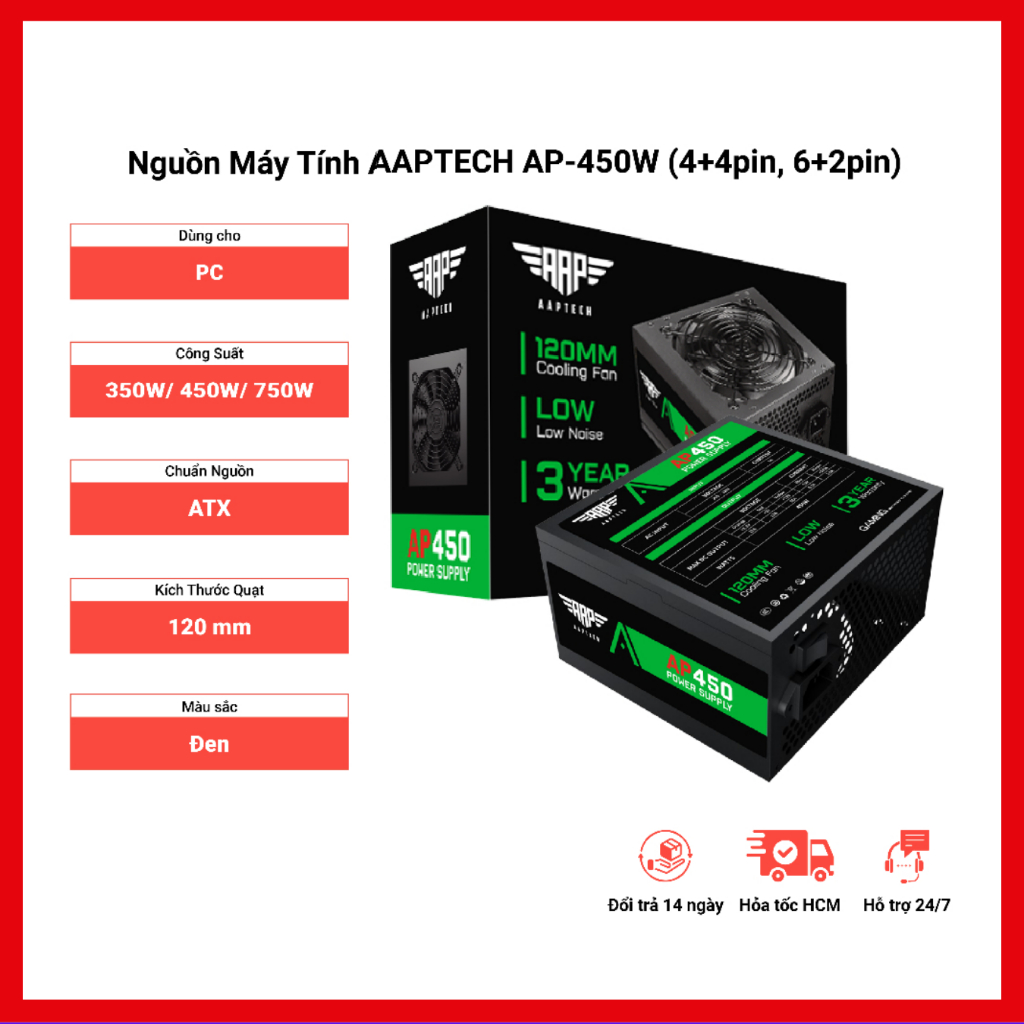 Nguồn Máy Tính CST AAP AP450 450W – PSU Cấp Nguồn Cho VGA Hỗ Trợ Sử Dụng Cho PC, Laptop