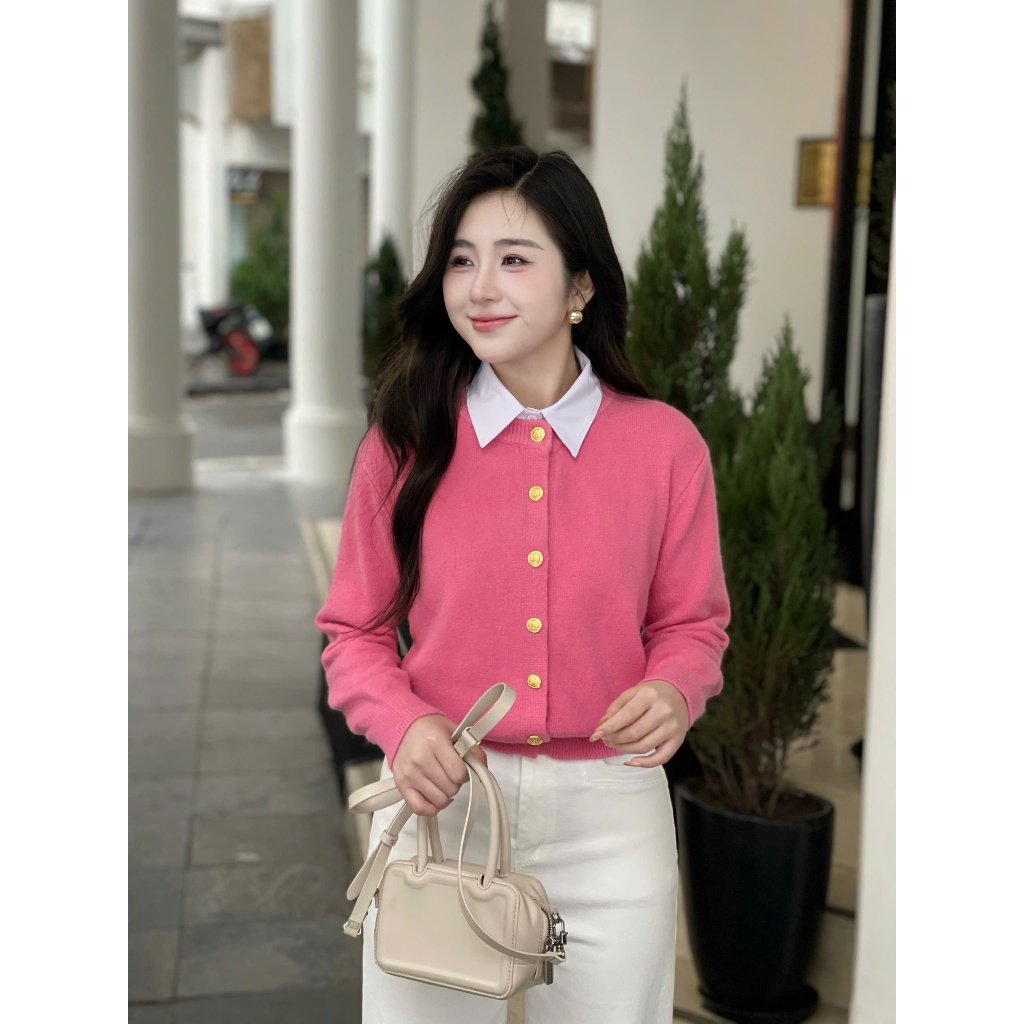 Áo khoác len nữ cardigan 233 cúc đồng chất len ép dày dặn mềm mịn phong cách  Eva Lover