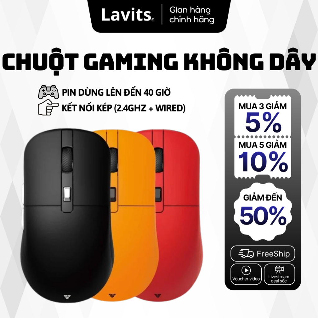 Chuột Gaming Không Dây  Fantech KANATA S Wireless WG9S – Dual Mode, 12000DPI, Pin 70h, Siêu Nhạy