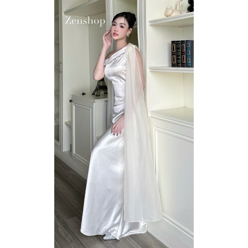 Đầm Dự Tiệc Lụa Dáng Dài Cổ Lệch Hở Vai Sang Trọng Thanh Lịch  – Hera Dress | BigBuy360 - bigbuy360.vn