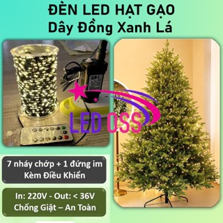  Đèn Led Xương Cá Trang Trí Cây Thông Noel có Điều khiển dây đồng xanh Giáng Sinh 10m 20m 30m 50m 100m 