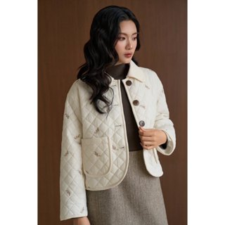  Áo Phao Chần Bông Quả Trám Áo Khoác Mùa Đông Ấm Áp Thêu Hoa Xinh MADELEN 