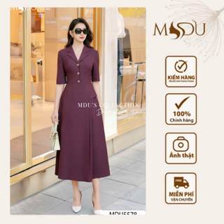  Váy Mango Ý MDU5578 Cổ Vest Phối Tay Lỡ Lịch Sự Cùng Chi Tiết Tà Cách Điệu Ở Tùng Váy Lạ Mắt Từ MDU 