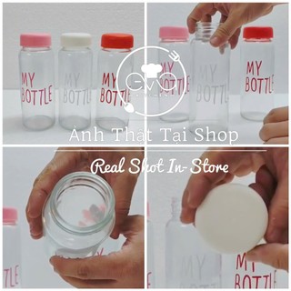 Bình Thủy Tinh My Bottle Nắp Hồng Pastel Dễ Thương 500ml