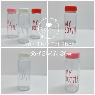 Bình Thủy Tinh My Bottle Nắp Hồng Pastel Dễ Thương 500ml