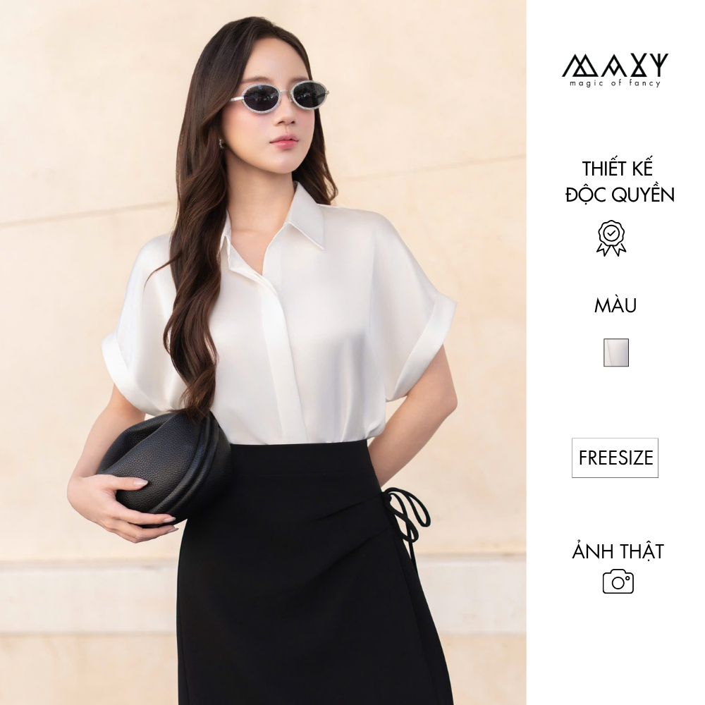 Áo sơ mi cánh dơi tay ngắn nữ Sleeve Shirt White Maxy Workshop