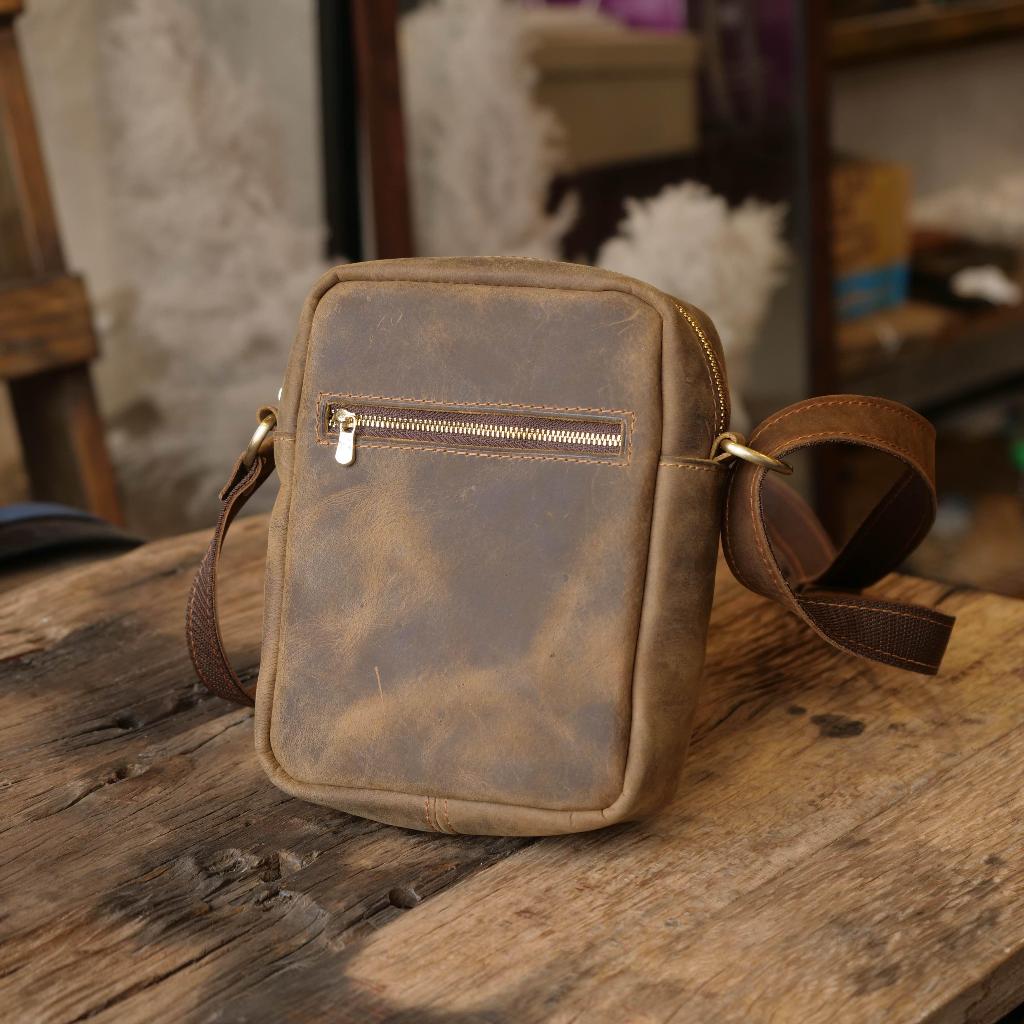 Túi Đeo Chéo Shoulder Bag Mini Đứng Da Bò Sáp - January Classic