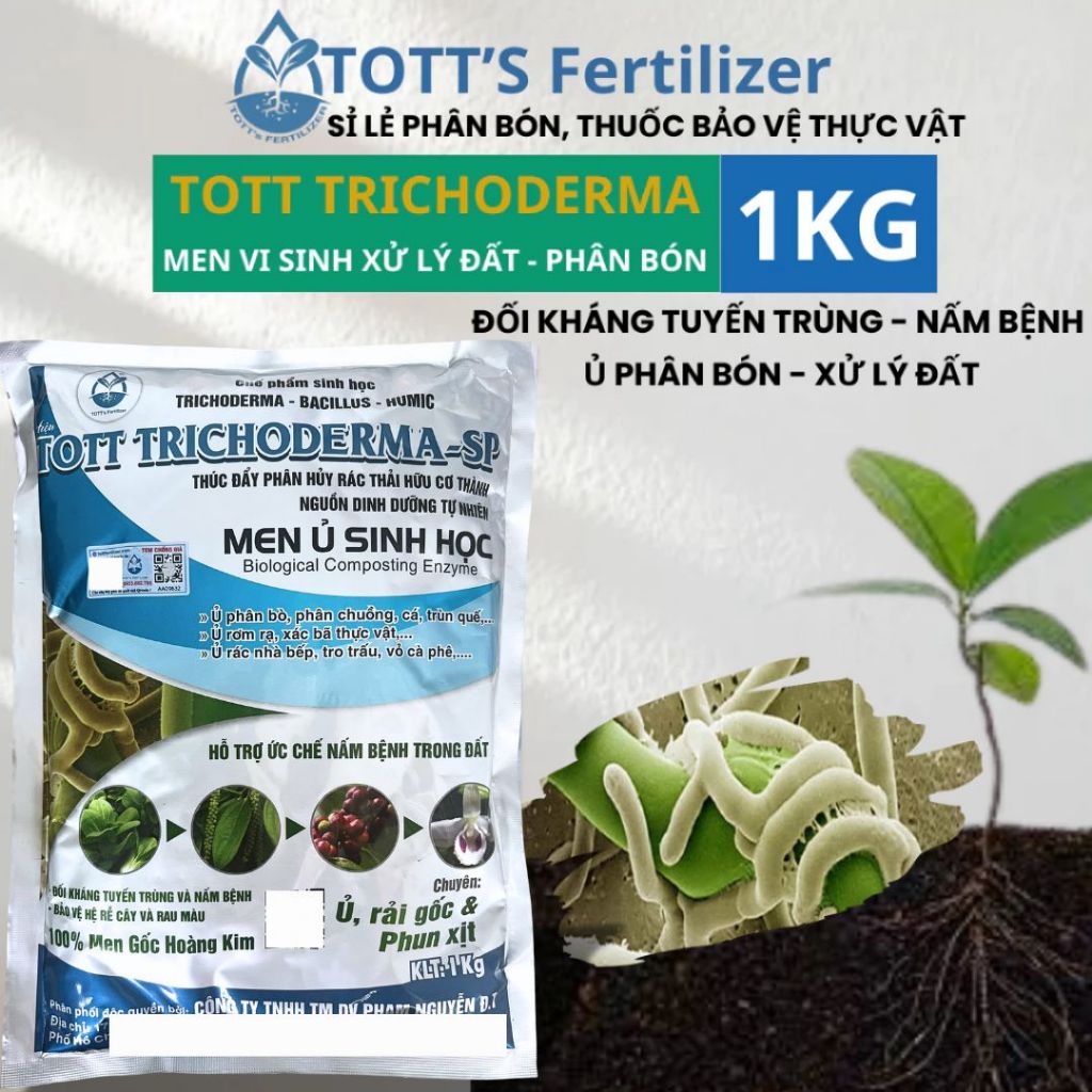 Trichoderma gói 1kg ,TOTT'S FERTILIZER nấm đối kháng Trichoderma