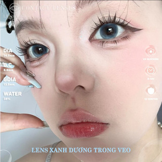  Lens mắt xanh ngọc trai filter trong trẻo kinh áp tròng FAIRY BLUE lens xanh giãn to 14.5mm có cận 0-8 lens douyin 