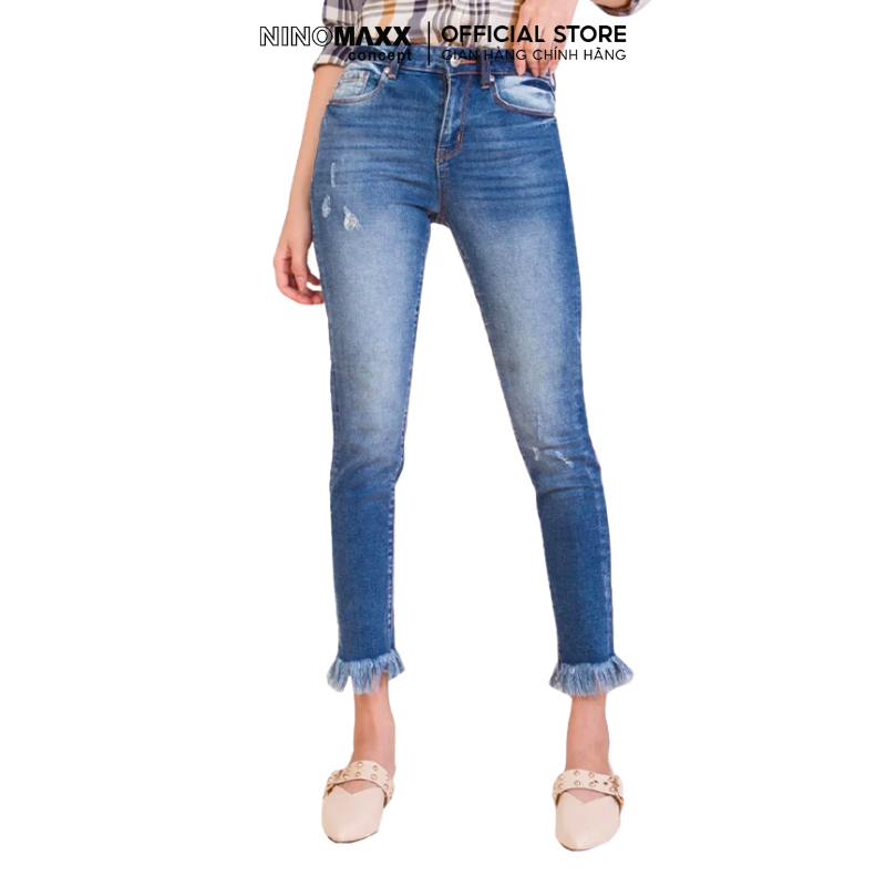 [CÒN SIZE 25, 26] Quần Jean Thời Trang Nữ Dài Cotton NINOMAXX 1902070