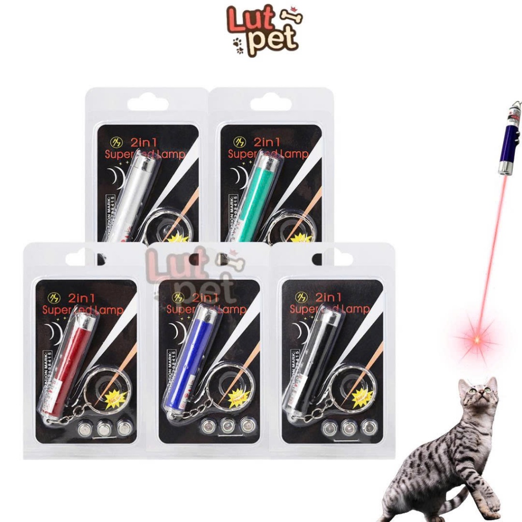 Đèn laze đồ chơi chó mèo, đèn pin 2 trong một phụ kiện móc treo chìa khóa - lutpet