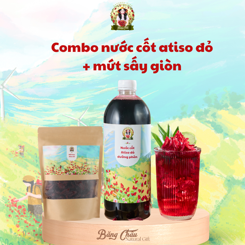 Combo 500gr mứt + 1 chai cốt hoa atiso đỏ đường phèn 1000ML