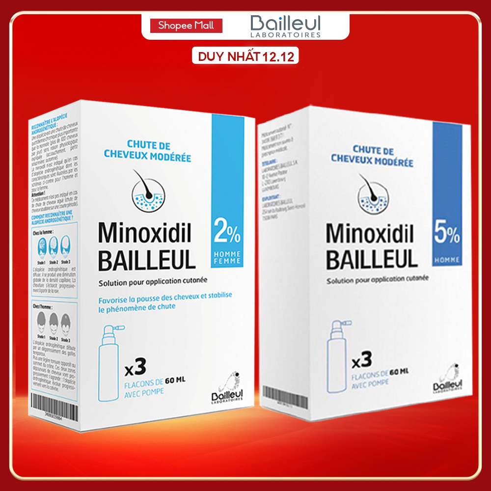 Xịt Mọc Tóc Minoxidil Bailleul Laboratoires 2%, 5% Nhập Khẩu Pháp, Kích Thích Mọc Tóc Và Giảm Rụng Tóc