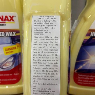 SONAX HighSpeed Wax 500ml ( Đánh bóng Ướt )