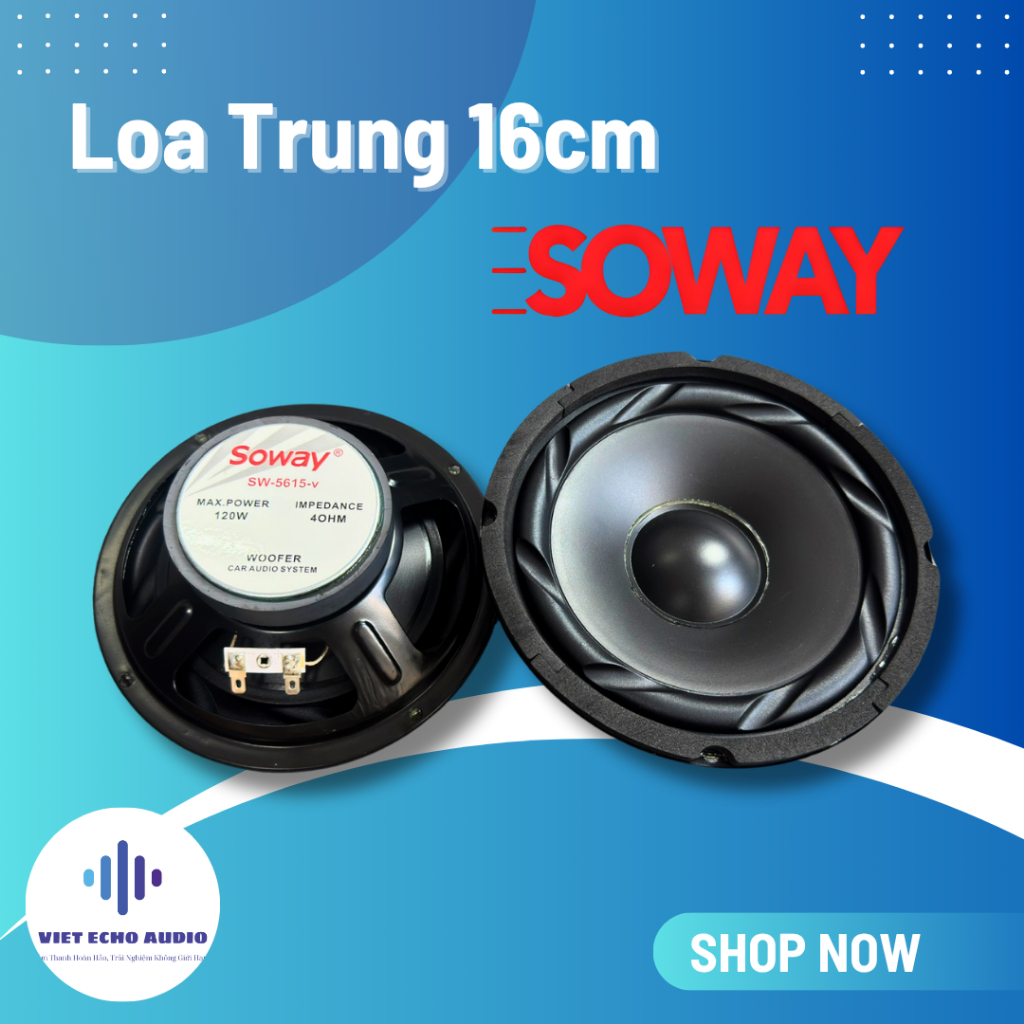 Củ Loa Trung 16cm Soway SW5615 – Mid Bass Coil 25mm, Từ 80mm | Trở Kháng 4Ω, Công Suất 120W – Hàng N