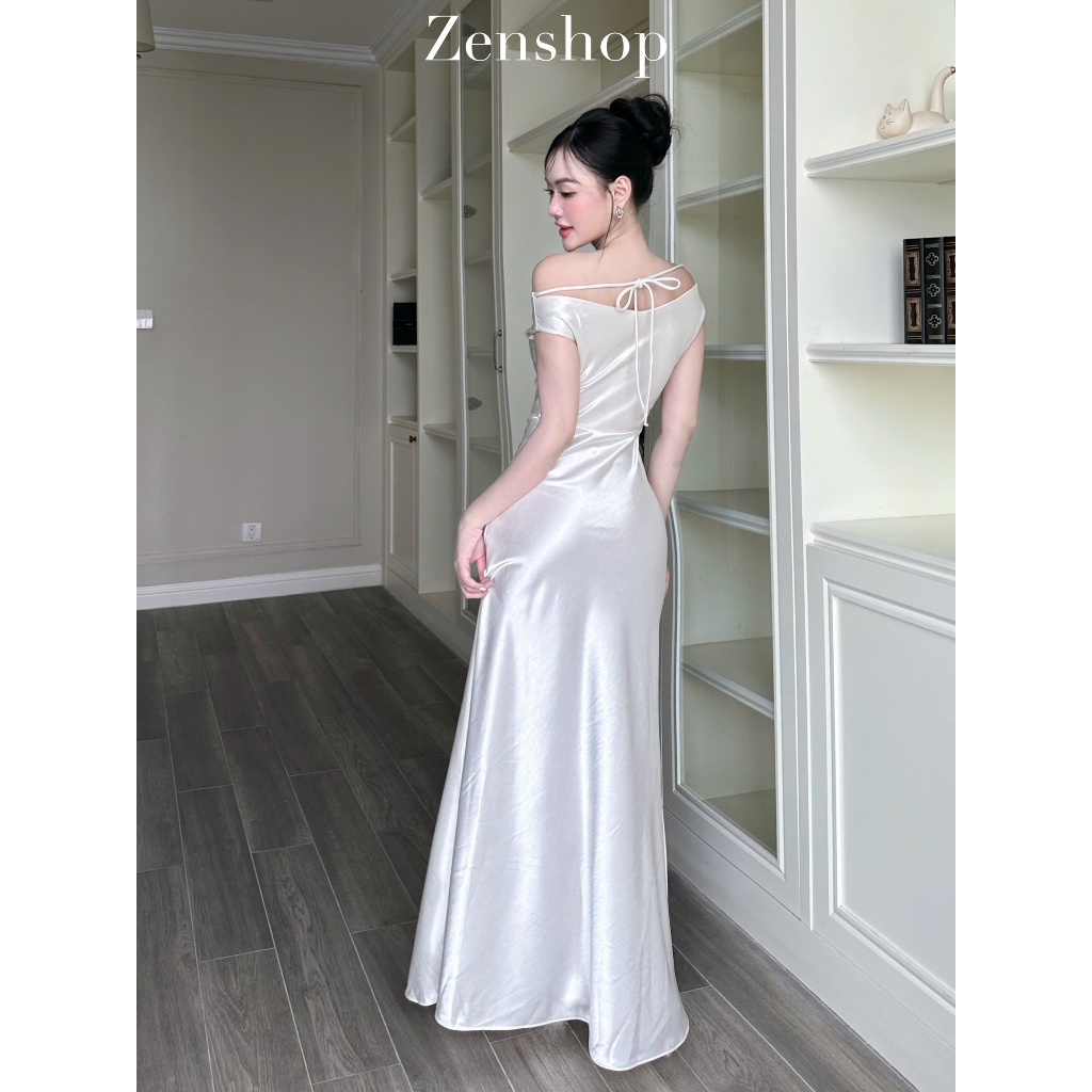 Đầm Lụa Trễ Vai Xếp Ly Eo Ôm Body Sang Trọng | Thanh Lịch - MAYLA Dress | BigBuy360 - bigbuy360.vn