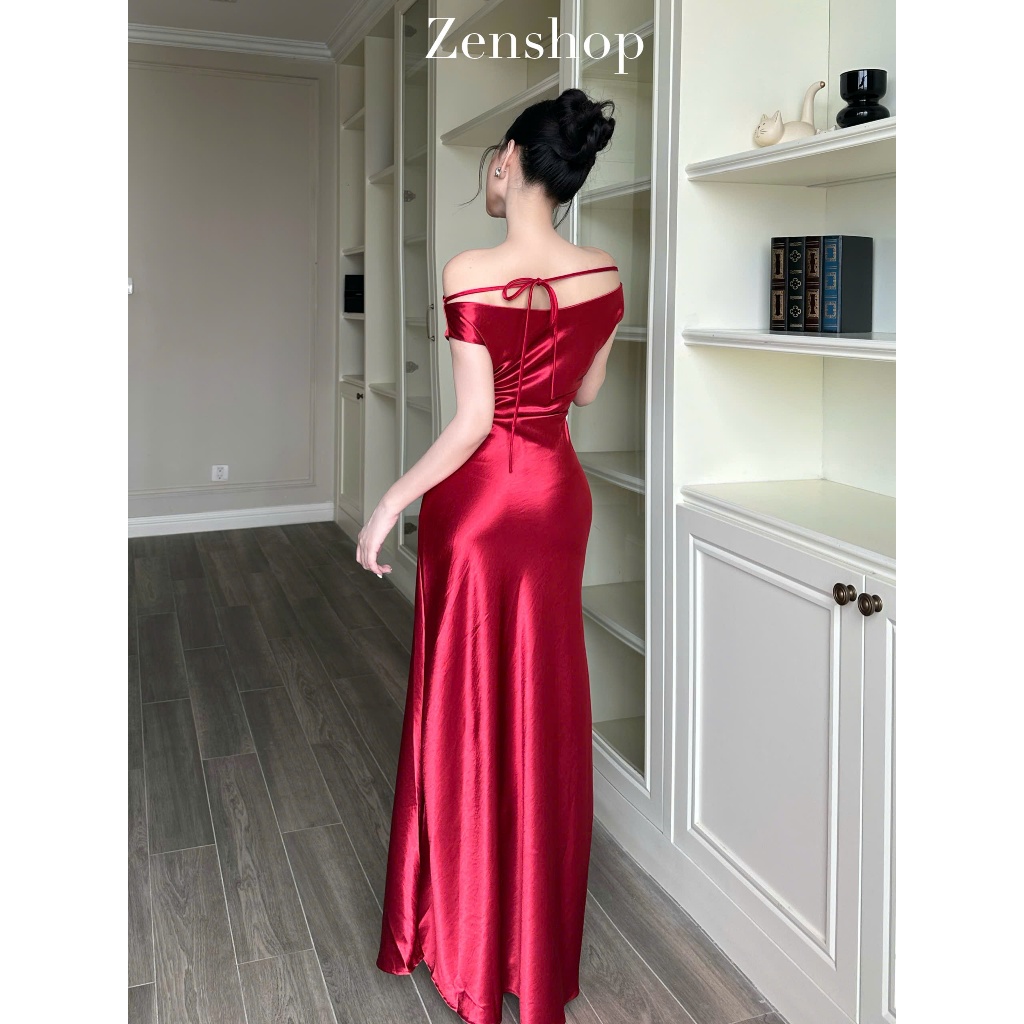 Đầm Lụa Trễ Vai Xếp Ly Eo Ôm Body Sang Trọng | Thanh Lịch - MAYLA Dress | BigBuy360 - bigbuy360.vn
