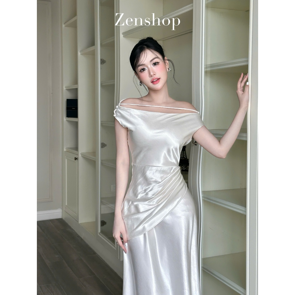 Đầm Lụa Trễ Vai Xếp Ly Eo Ôm Body Sang Trọng | Thanh Lịch - MAYLA Dress | BigBuy360 - bigbuy360.vn