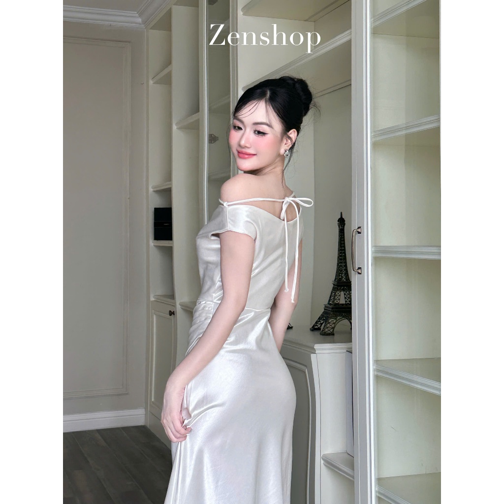 Đầm Lụa Trễ Vai Xếp Ly Eo Ôm Body Sang Trọng | Thanh Lịch - MAYLA Dress | BigBuy360 - bigbuy360.vn