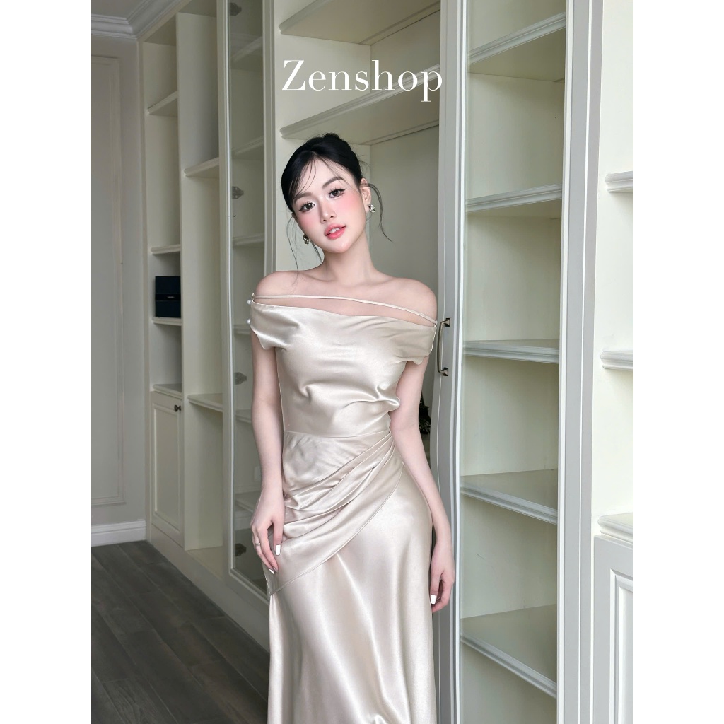 Đầm Lụa Trễ Vai Xếp Ly Eo Ôm Body Sang Trọng | Thanh Lịch - MAYLA Dress | BigBuy360 - bigbuy360.vn