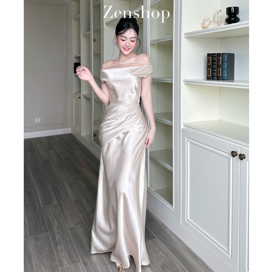 Đầm Lụa Trễ Vai Xếp Ly Eo Ôm Body Sang Trọng | Thanh Lịch - MAYLA Dress | BigBuy360 - bigbuy360.vn