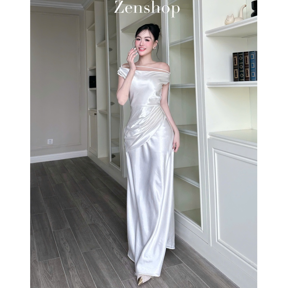 Đầm Lụa Trễ Vai Xếp Ly Eo Ôm Body Sang Trọng | Thanh Lịch - MAYLA Dress | BigBuy360 - bigbuy360.vn