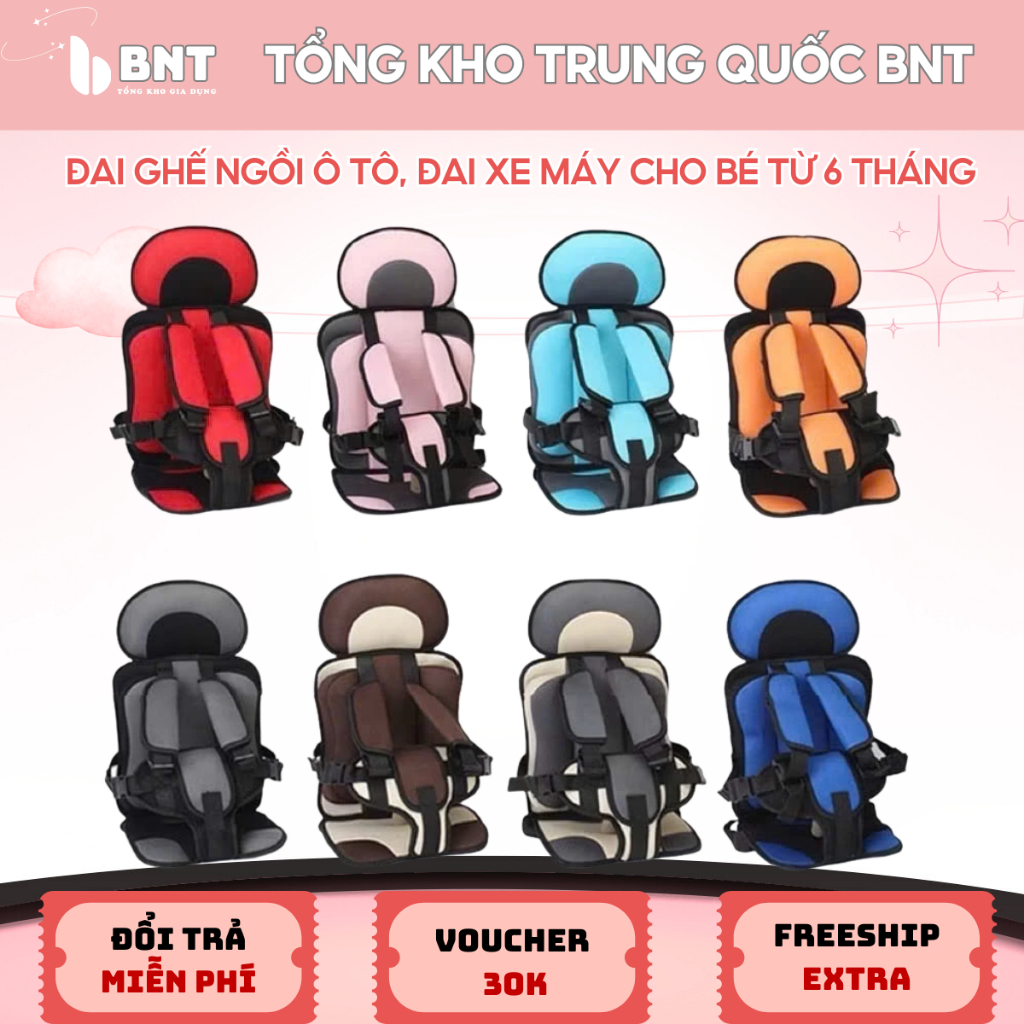 Đệm Ghế Ô Tô Cho Bé Có Đai An Toàn – Bảo Vệ Trẻ Em 0–5 Tuổi Khi Di Chuyển