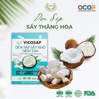  Dừa sáp sấy thăng hoa cao cấp VICOSAP ít đường đồ ăn vặt healthy đặc sản Trà Vinh 25g 