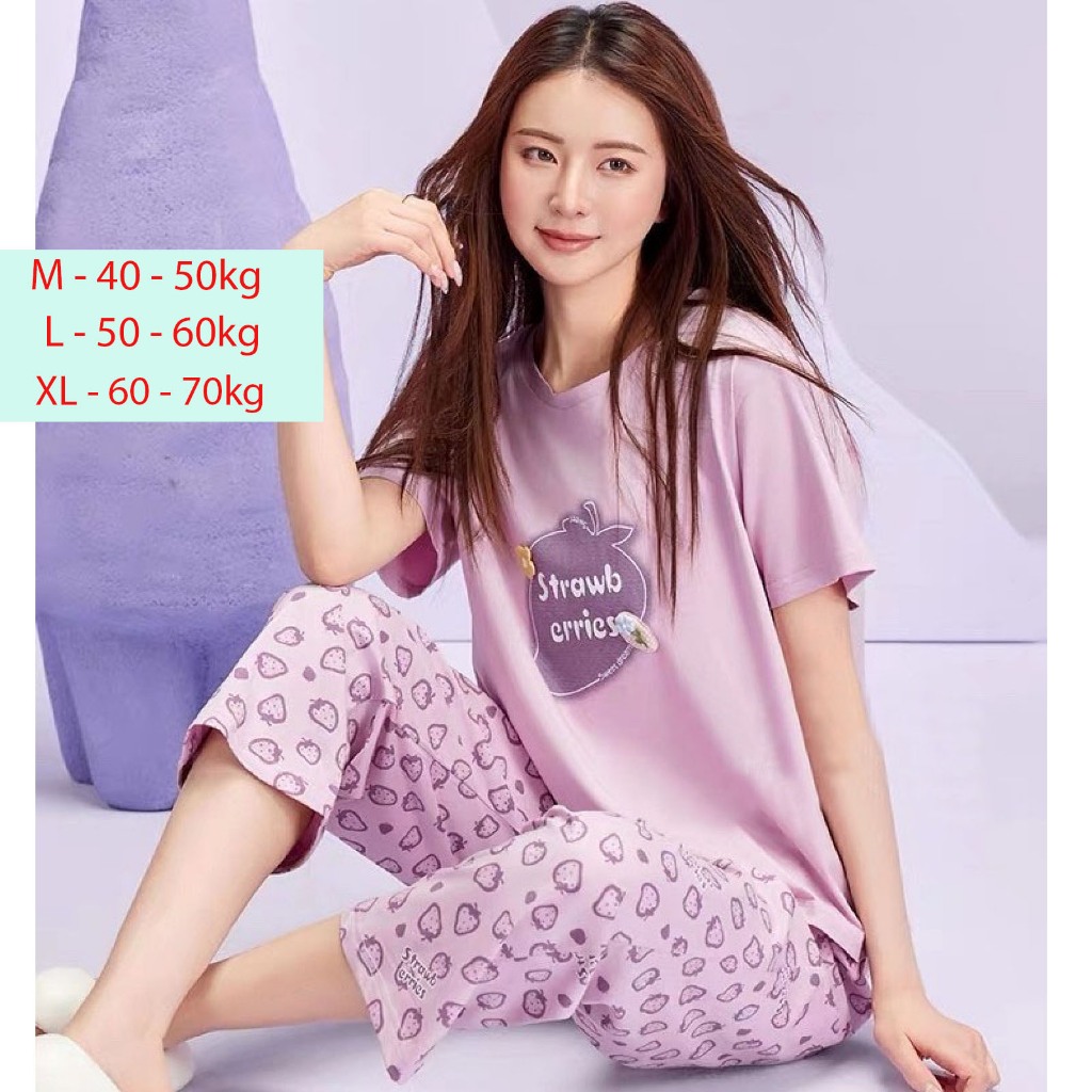 Đồ bộ nữ mặc nhà ( TNQD - DÂU TÍM ) thời trang mới nhất - Chất liệu Thun Cotton | BigBuy360 - bigbuy360.vn
