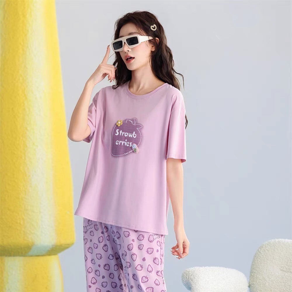 Đồ bộ nữ mặc nhà ( TNQD - DÂU TÍM ) thời trang mới nhất - Chất liệu Thun Cotton | BigBuy360 - bigbuy360.vn