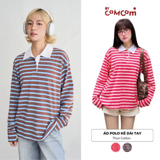  Áo Polo Dài Tay Bycamcam Thun Cotton Kẻ 2 Màu Thoáng Mát Mùa Thu Cotton 2 Chiều Form Rộng Hàn Quốc APD294 