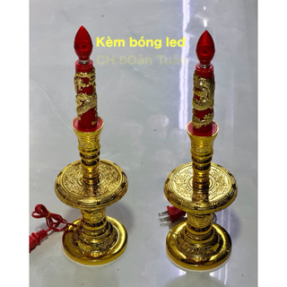 Đèn thờ lư cầy, đèn thờ cây nến đỏ - Đèn Lư cầy truyền thống - giá bán/1 cặp + bóng led
