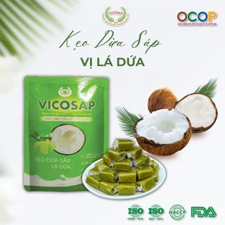   OCOP 5 SAO  Kẹo dừa sáp VICOSAP vị lá dứa kẹo mềm dẻo ít đường đặc sản Trà Vinh túi 100g 