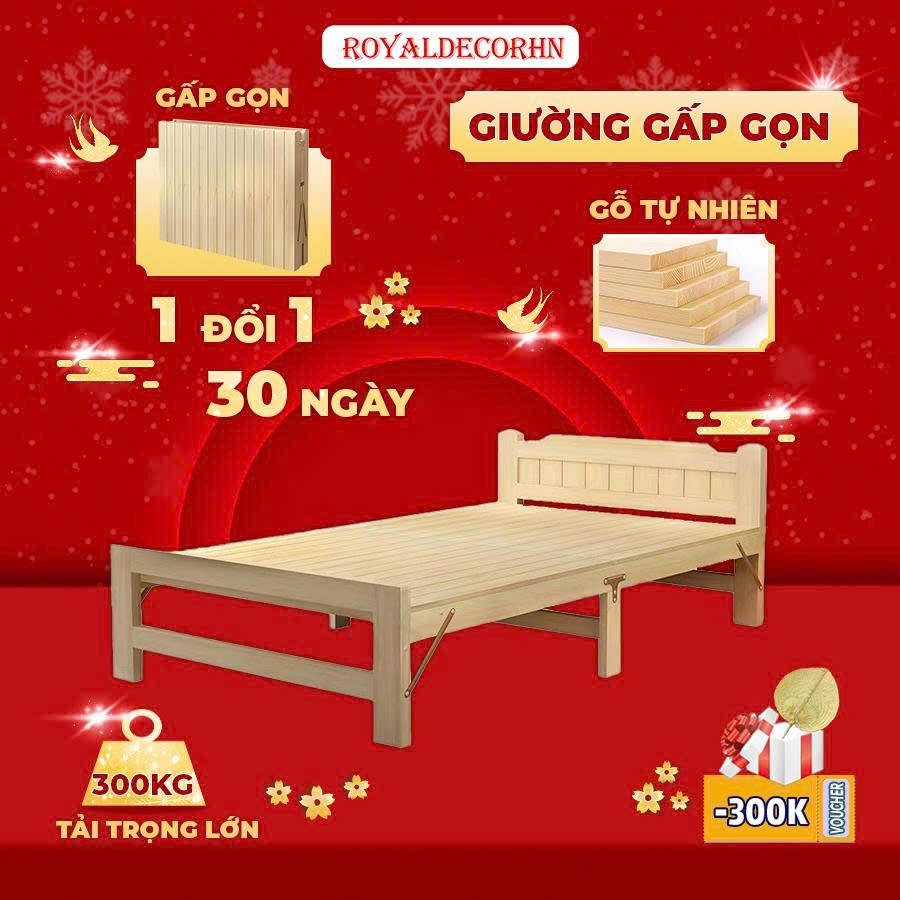 [HOT] Giường gấp gọn thông minh, giường xếp gấp gọn gỗ thông tự nhiên, giường pallet gỗ nằm mát