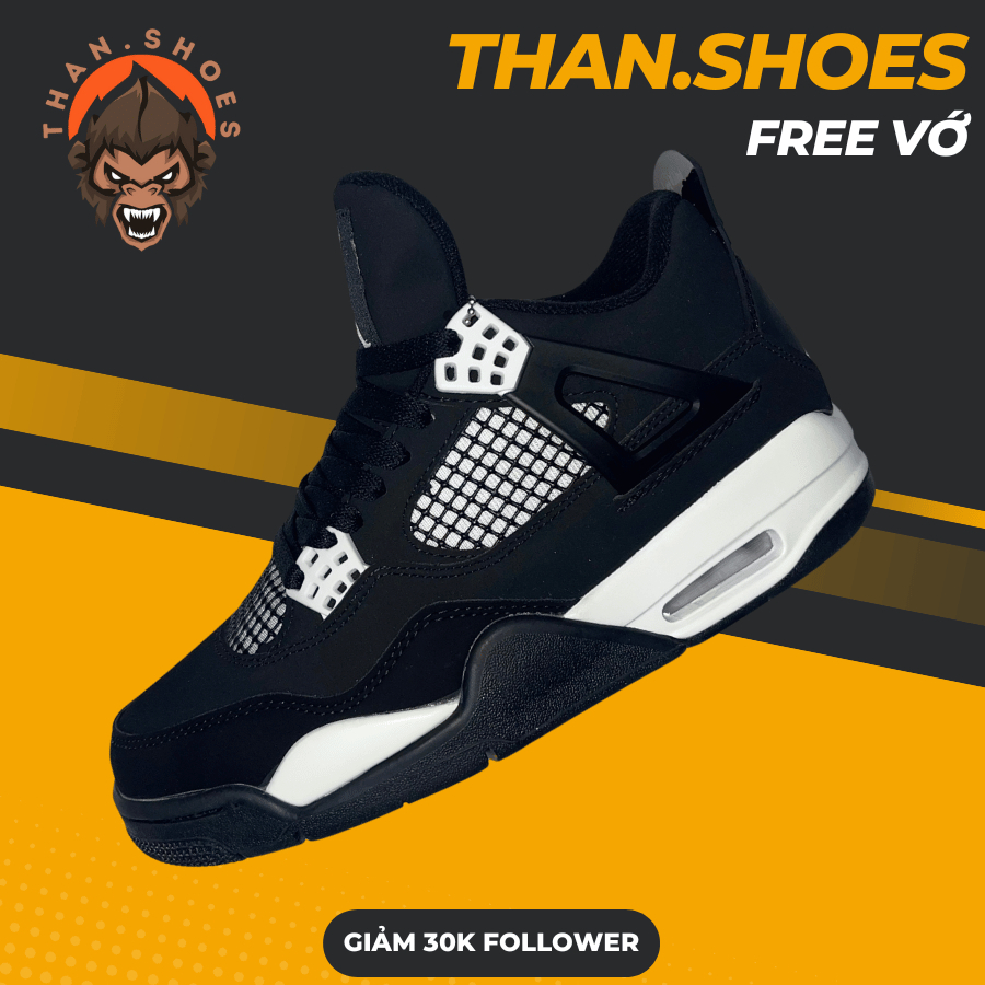 Giày JD4 Retro Military Black, JD4 Thấp Đen Đế Trắng - Than.Shoes