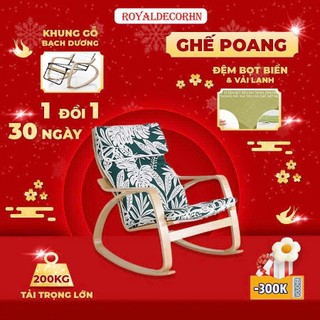   HOT  Ghế Poang Bập Bênh Đọc Sách ROYALDECORHN Ghế Tựa Thư Giãn Khung Gỗ Ghế Bập Bênh Đệm Bọt Biển 
