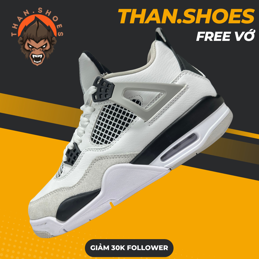 Giày Sneaker JD4 Military White Black, JD4 Trắng Đen - Than.Shoes