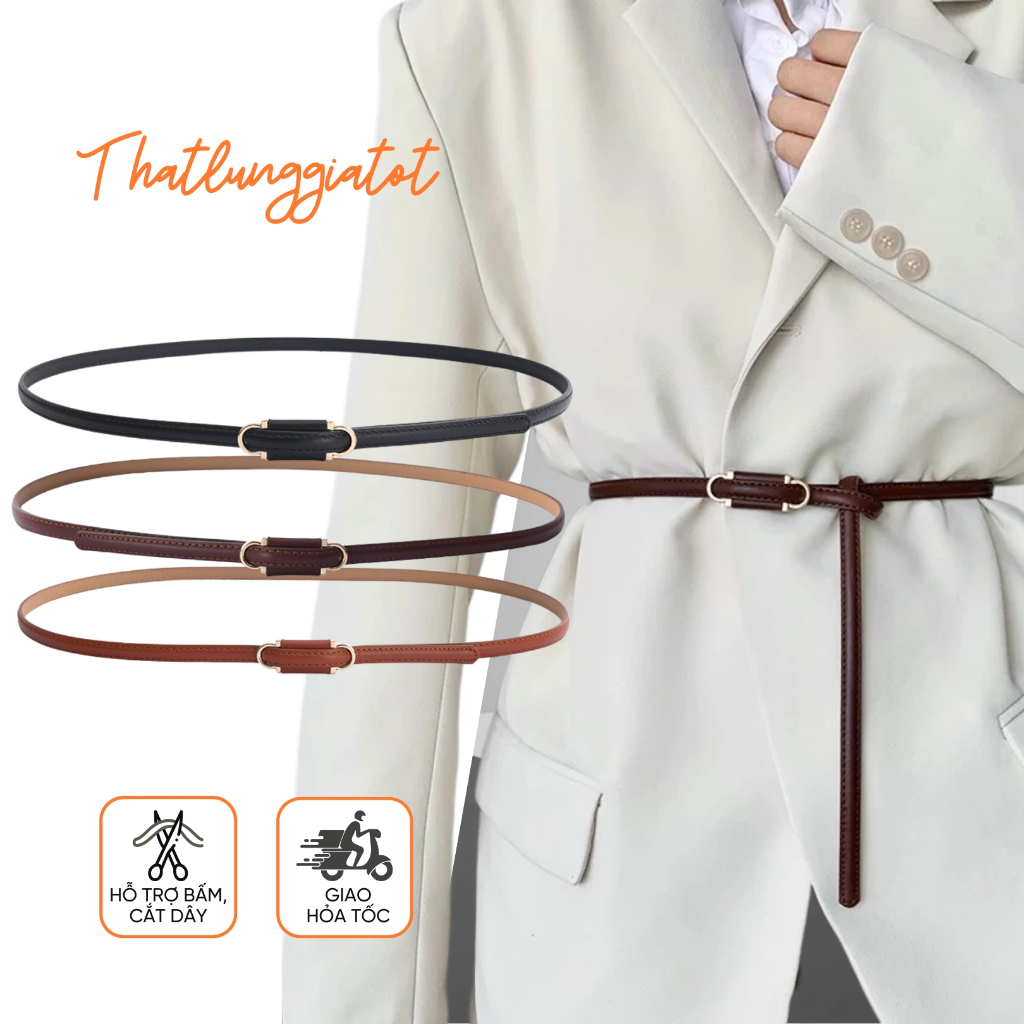 Thắt lưng nữ bản nhỏ không lỗ bản 1cm phối blazer, đai váy nhỏ phối đầm TL423 - Thắt Lưng Giá Tốt