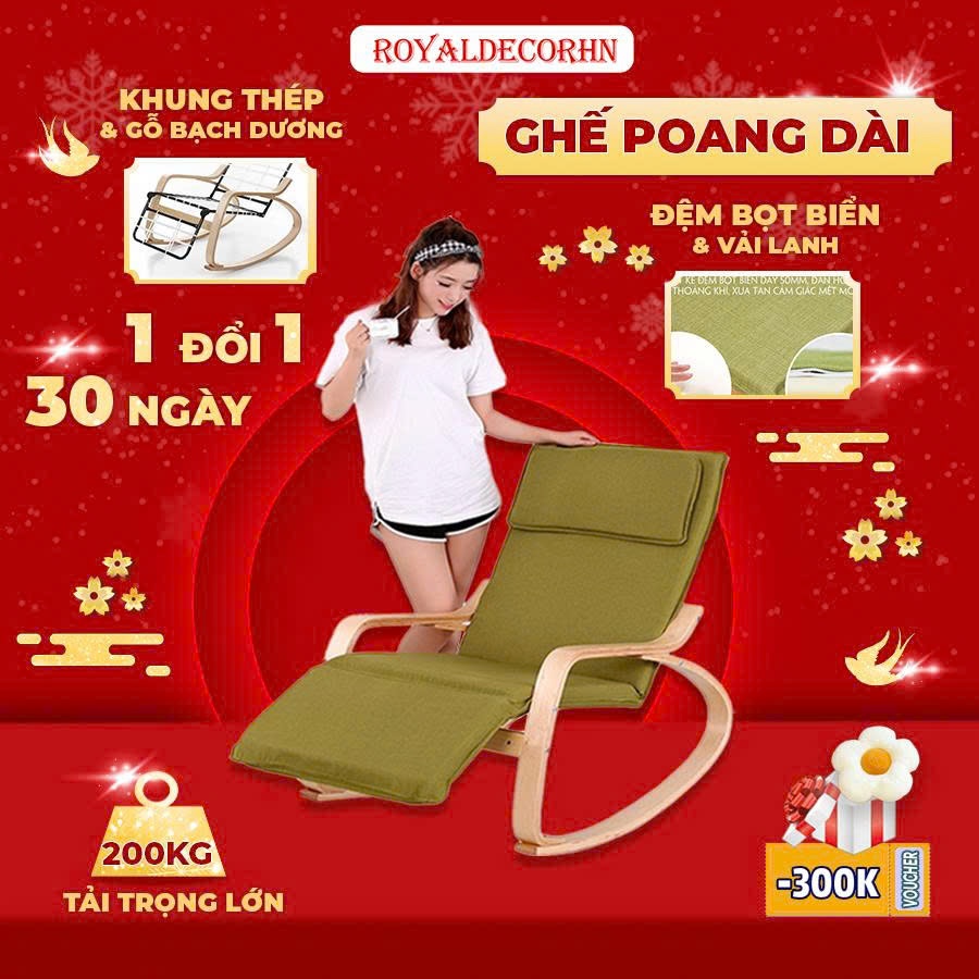   GIÁ TÔT  Ghế Bập Bênh Poang Đọc sách ROYALDECORHN Ghế Tựa Lưng Thư Giãn Ghế Đọc Sách Để Ban Công 