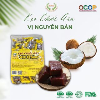  Kẹo chuối gân VICOSAP nguyên chất kẹo dẻo mềm ít đường đặc sản Trà Vinh túi 500g 