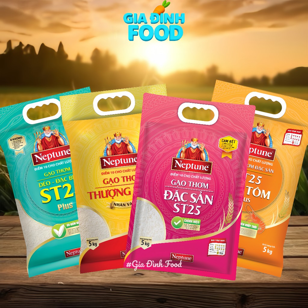 Gạo ST25 Neptune/ ST25 Plus/ ST25 Plus lúa Tôm/ ST21 Nhãn vàng Neptune - Túi 5kg