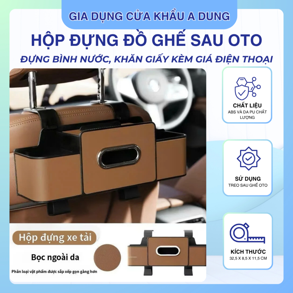 Hộp Đựng Đa Năng Trên Xe Hơi Ô Tô Đa Năng 4-trong-1, Thiết Bị Tổ Chức Lưu Trữ Ghế Sau Tiện Lợi Cho Xe Hơi