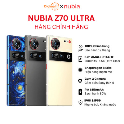 Điện thoại Nubia Z70 Ultra Snapdragon 8 Elite Màn AMOLED 144Hz Camera cảm biến Sony Chính Hãng