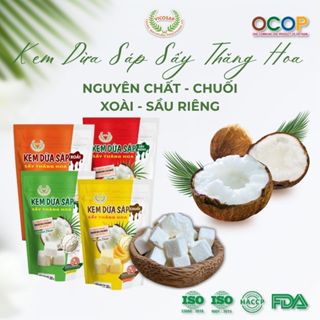  Kem dừa sáp sấy thăng hoa cao cấp VICOSAP ít đường đồ ăn vặt healthy đặc sản Trà Vinh 20g 