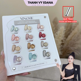   TẶNG THANH HƠ TRÒN NHỎ  Sơn mắt mèo CỰC QUANG PHA LÊ ÁNH VÀNG XINGME sét 12 màu kèm bảng màu  THANH VY EDANA  